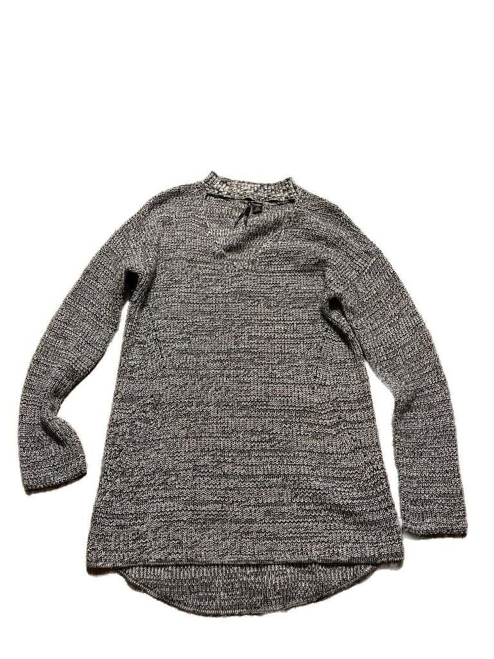 SO IT IS Marled Black & White Choker Neck Cut-Out Sweater, Size Small